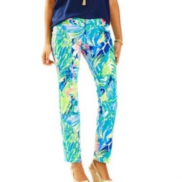 LILLY PULITZER Women’s Kelly Skinny Ankle Pants Multi Purrfect Size 8 - Picture 12 of 12